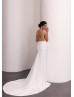 Pearls Beaded Ivory Satin Open Back Graceful Wedding Dress